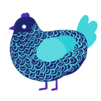 A navy and aqua chicken with a double-lace pattern