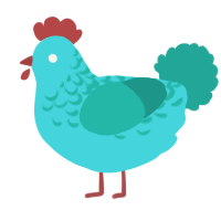 A aqua and turquoise chicken with a half-lace pattern