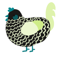 Lime, a sable and apple chicken with a lace pattern