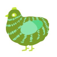 A chartreuse and spring chicken with a bar pattern