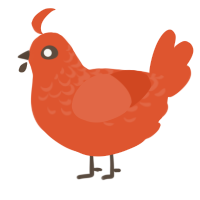 A vermilion chicken with a half-lace pattern