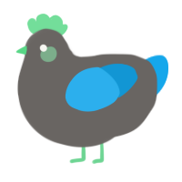A grey and sky chicken