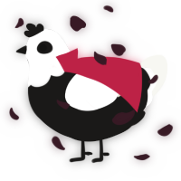 A sable and white chicken with a head pattern