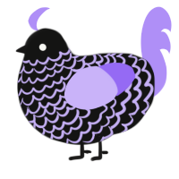 A black and lilac chicken with a lace pattern