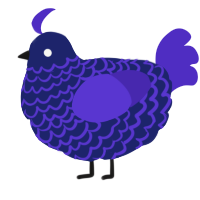 A navy and indigo chicken with a lace pattern