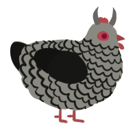 A ash and black chicken with a lace pattern