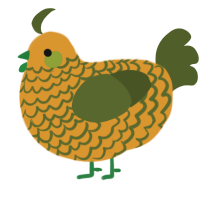 A orange and olive chicken with a lace pattern