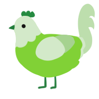 A grass and gluppy chicken with a head pattern