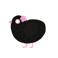 A black and sable chicken with a speckle pattern