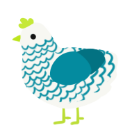 A white and sea chicken with a lace pattern