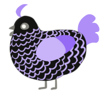 A black and lilac chicken with a lace pattern