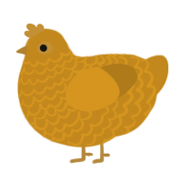 A ochre chicken with a lace pattern