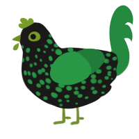 Xbox 360, a sable and viridian chicken with a speckle pattern