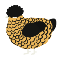A honey and black chicken with a lace pattern