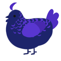 A navy and indigo chicken with a half-lace pattern
