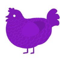 A violet chicken with a lace pattern