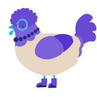 A beige and indigo chicken with a head pattern