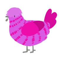 A orchid and fuchsia chicken with a bar pattern