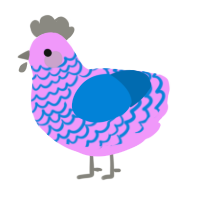 bubby, a lavender and sapphire chicken with a lace pattern