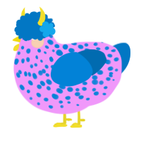 A lavender and sapphire chicken with a speckle pattern