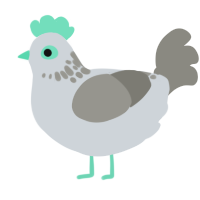 A mist and ash chicken with a neck-speckle pattern
