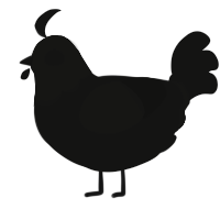 A black chicken with a head pattern