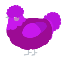 A plum and amethyst chicken with a head pattern