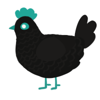 A black and sable chicken with a lace pattern