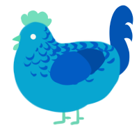 detergent, a cerulean and ultramarine chicken with a half-lace pattern