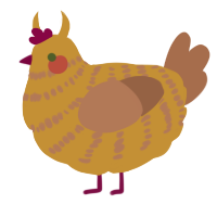 A gold and brown chicken with a bar pattern