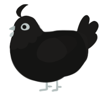 A black and sable chicken with a head pattern