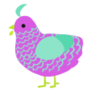 A orchid and mint chicken with a lace pattern
