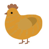 A orange and gold chicken with a bar pattern