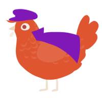 A vermilion chicken with a half-lace pattern
