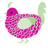 A fuchsia and gluppy chicken with a lace pattern