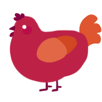 A crimson and vermilion chicken