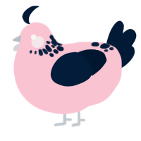 A rose and tumblr chicken with a neck-speckle pattern