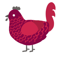 A maroon and crimson chicken with a lace pattern
