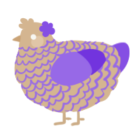 A beige and blurple chicken with a lace pattern