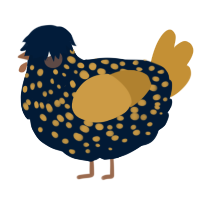 A tumblr and gold chicken with a speckle pattern