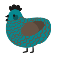 A teal and bark chicken with a lace pattern