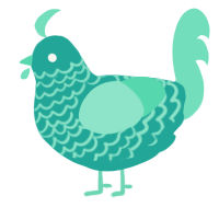 A turquoise and mint chicken with a lace pattern