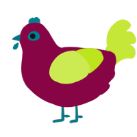 babiets, a maroon and lime chicken