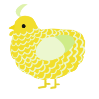A yellow and apple chicken with a lace pattern