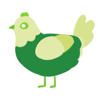 A viridian and lemon chicken with a head pattern
