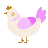 A cream and lavender chicken with a neck-band pattern