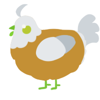 A gold and mist chicken with a head pattern
