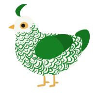 Arbor, a white and leaf chicken with a double-lace pattern