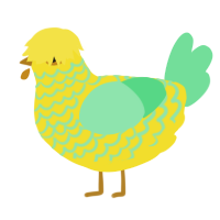 A yellow and spring chicken with a lace pattern