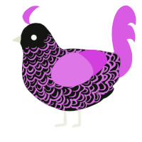 (unnamed), a black and orchid chicken with a double-lace pattern